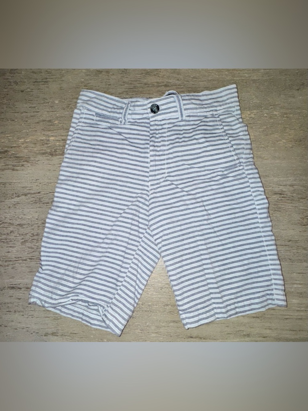 Boys Gray & White Striped Casual Shorts